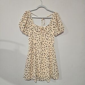 Cream Dress with Black Polka Dots